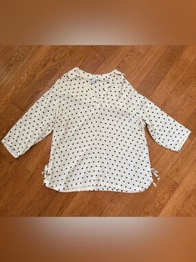 Polka Dot Cream Blouse with Side Ties